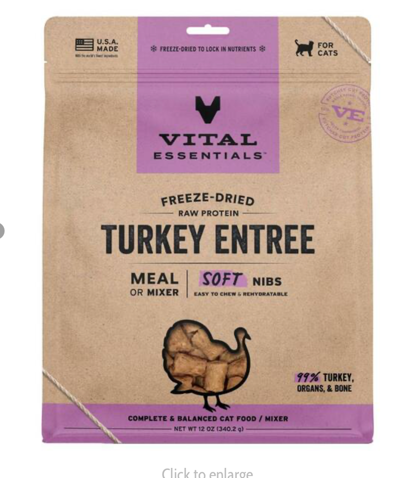 Vital Essentials FD Raw Turkey Entree&Mixer Soft Nibs Cat