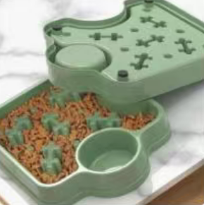 Oiwliur 2 in 1 slow feeder dog bowl