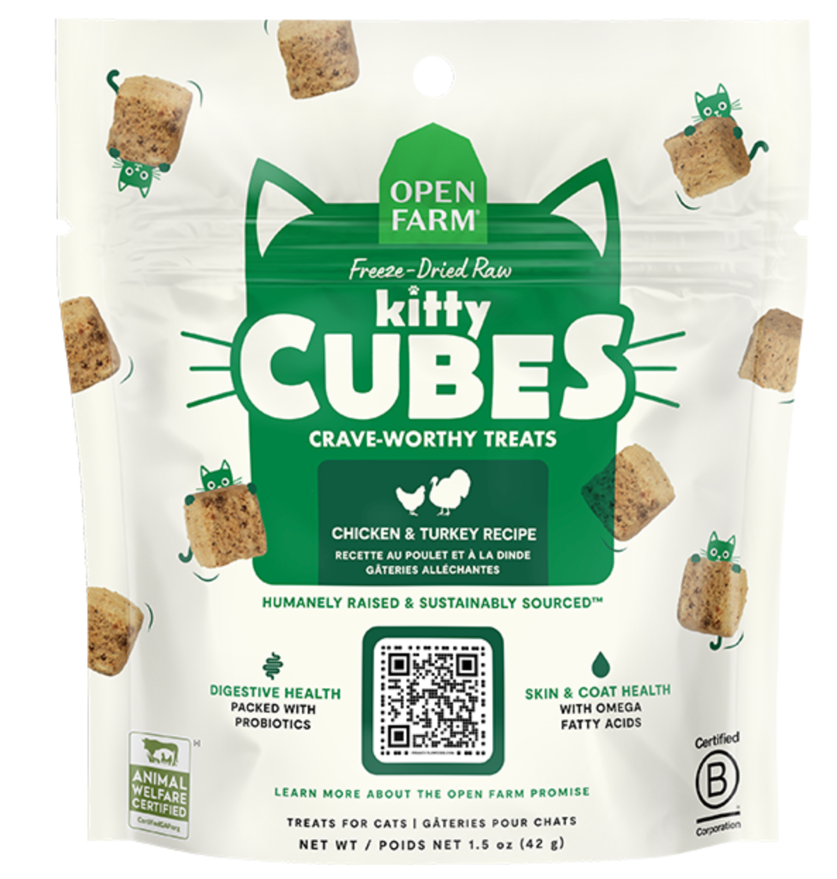 Open Farm Cat Treats Kitty Cubes Chickey & Turkey 1.5oz