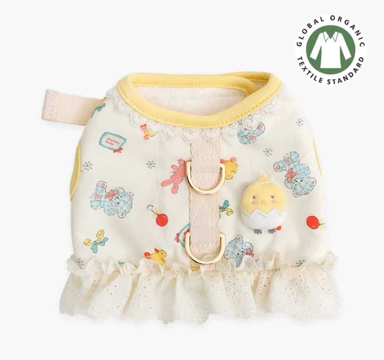ITS DOG Organic Cotton Ruffle Harness Dress with leash