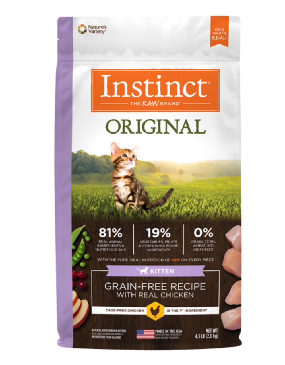 Instinct Cat Original GF Kibble Chicken Kitten 4.5 lb