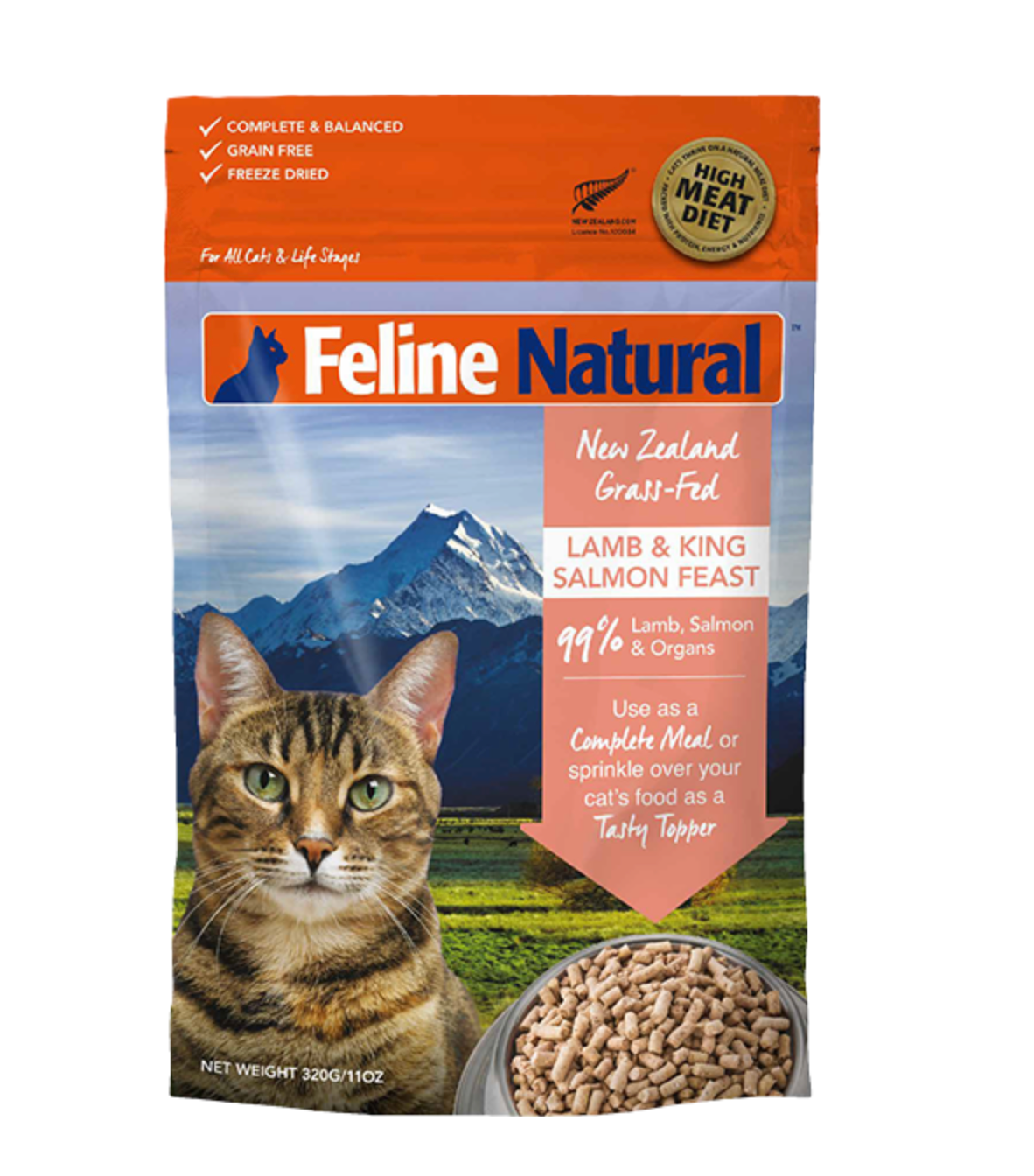 K9 Feline Natural Cat Freeze-Dried Lamb & King Salmon 11oz