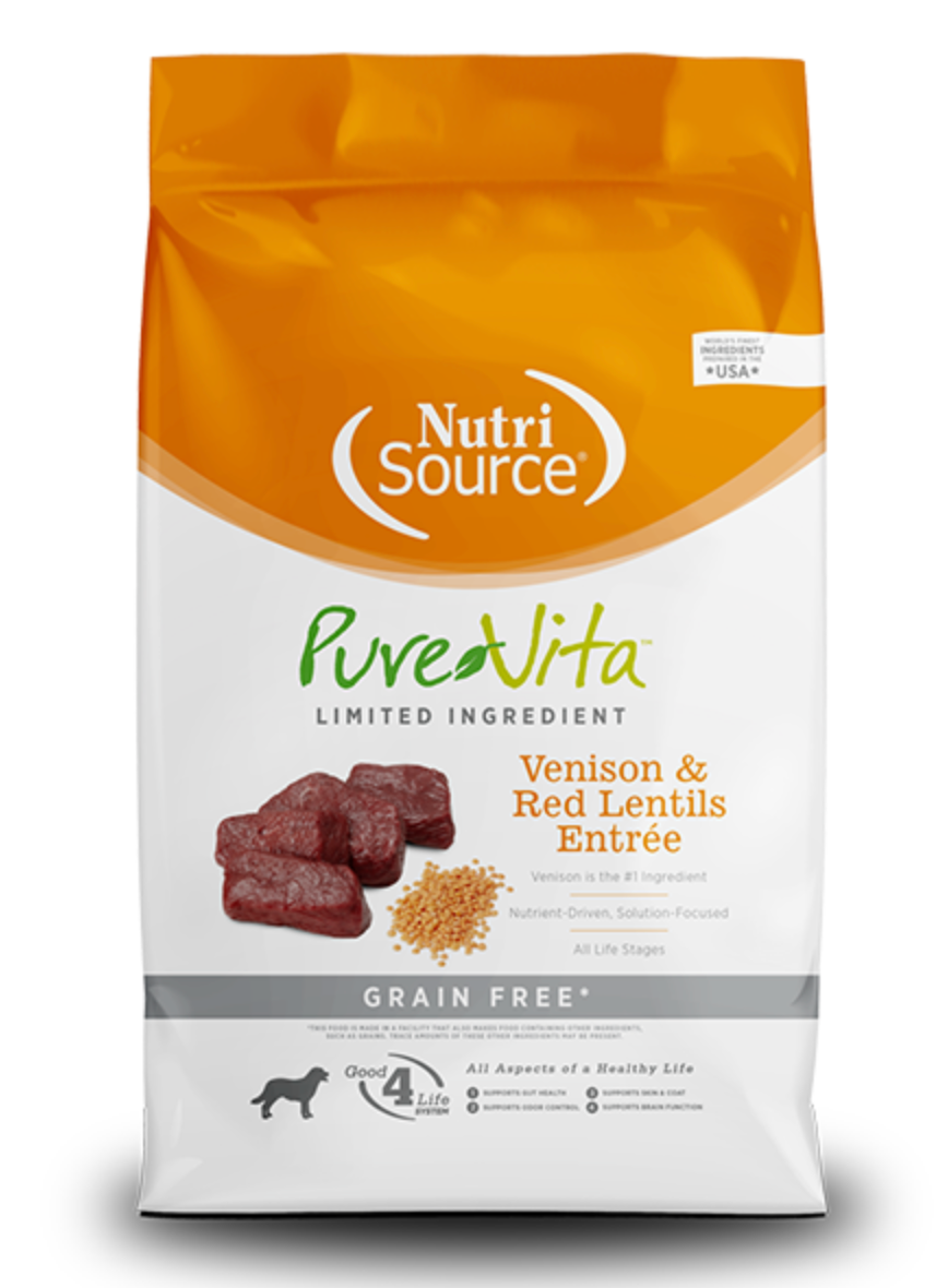 NutriSource Dog PureVita GF Venison & Red Lentils 11.3 kg