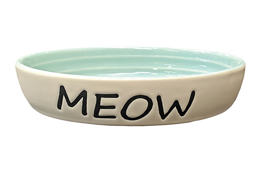 Speak to Me "Meow" Oval Dish Green 6" | Cat