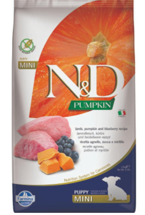 FARMINA N&D PUMPKIN Puppy Lamb & Blueberry Mini 2.5kg