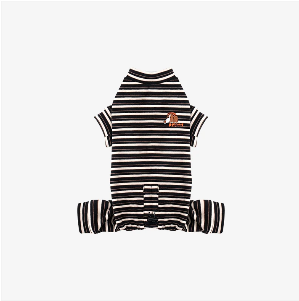 PUPPY GALLERY JamJam Stripe All-In-One Jumpsuit Mint