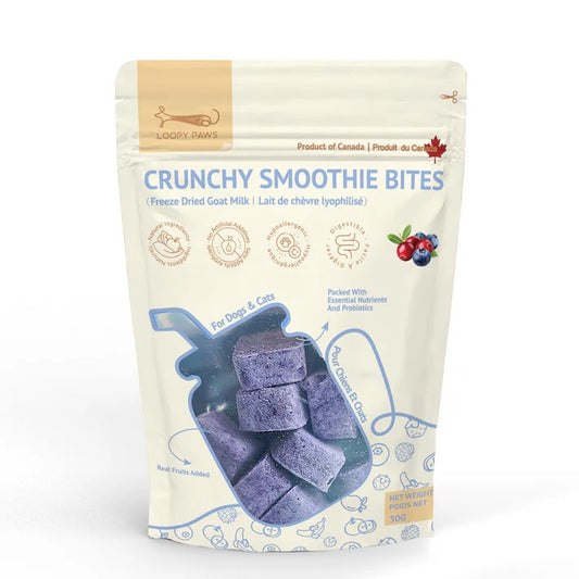 Loopy Paws - Treats - Freeze-Dried - Goat Milk Crunchy Smoothie Bites - Mixed Berries - 30g