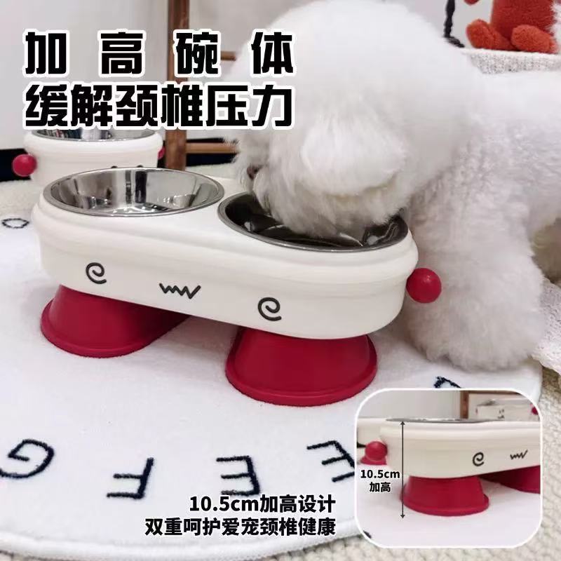 Double-layer stainless steel pet bowl