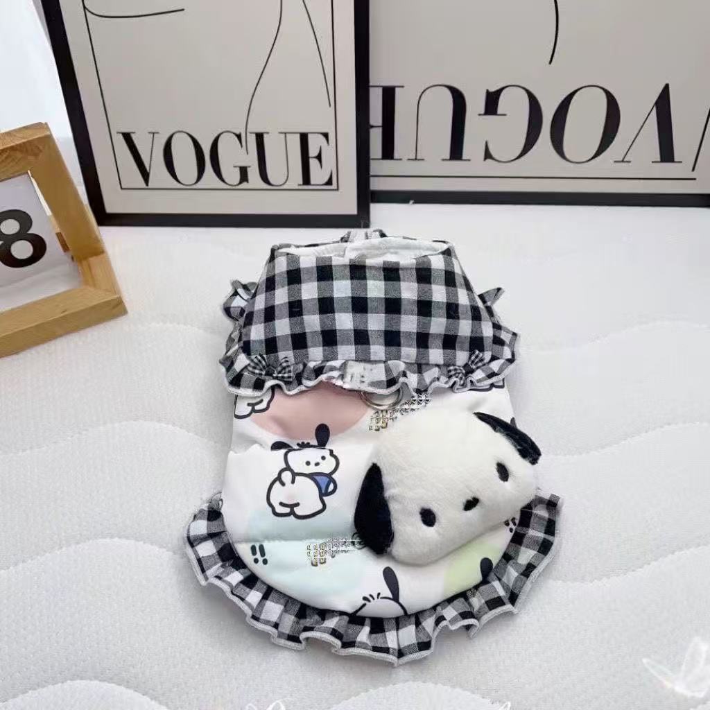 M Pet | Gingham Dog Dress with Plush 006