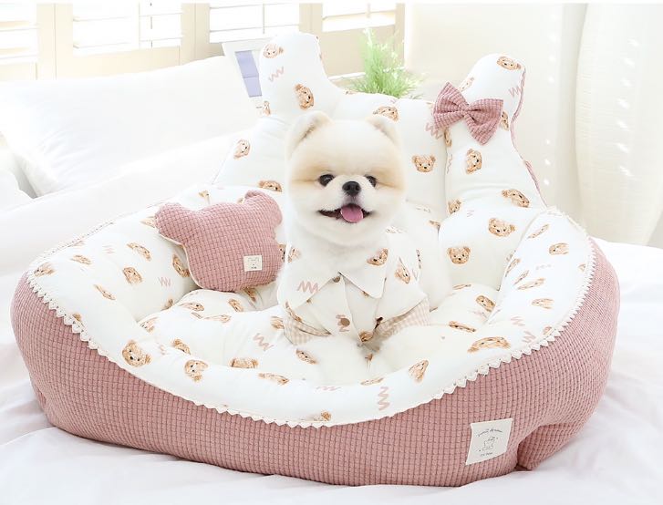 Its Dog Pink teddy bear pet bed