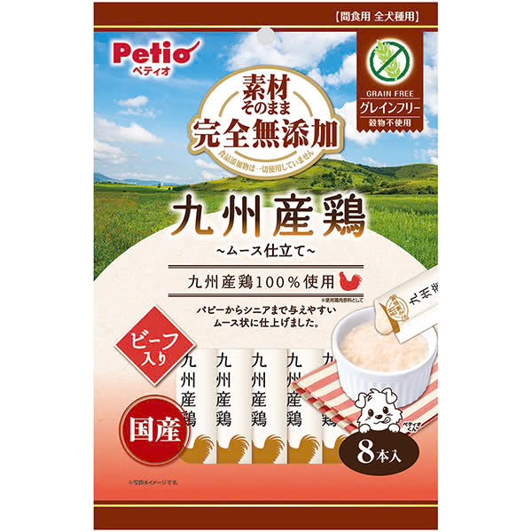 Petio Additive-Free Kyushu Chicken Puree Sticks with Beef for Dogs – 8 Sticks