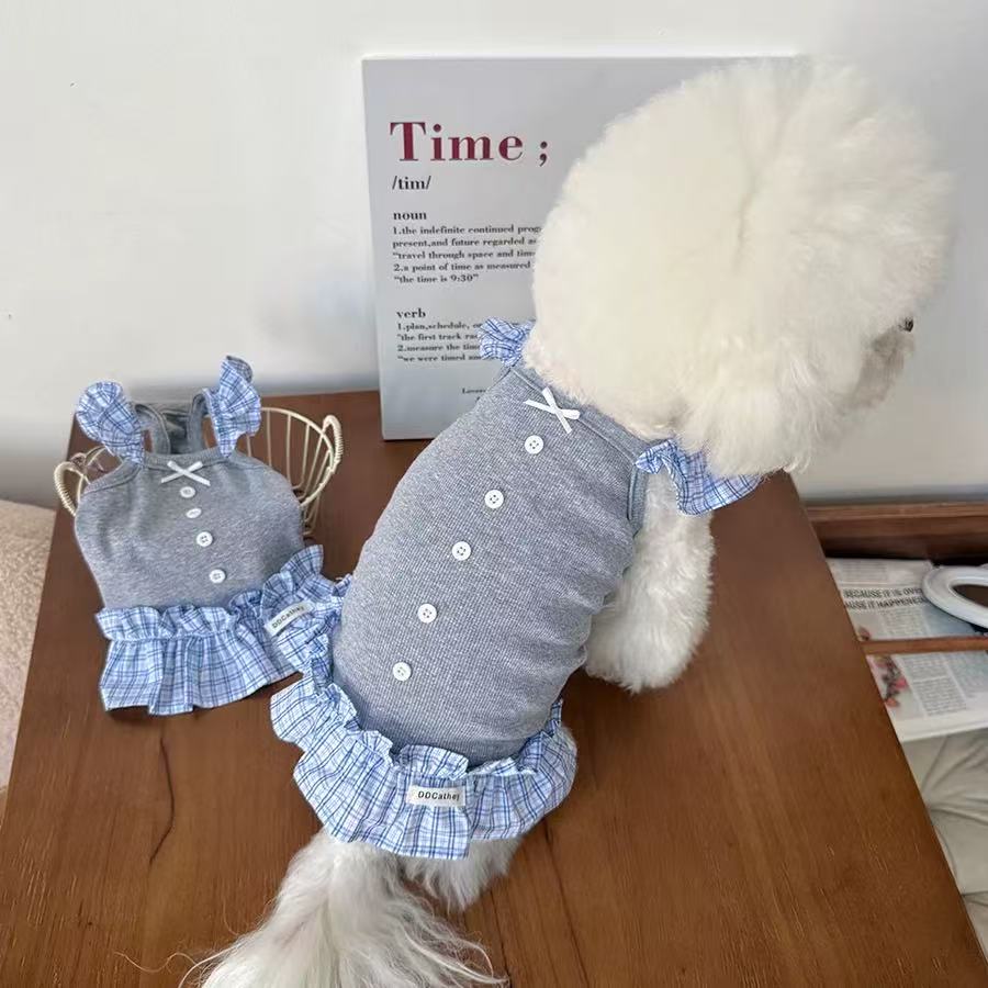 Cute Plaid Puppy Dress 018