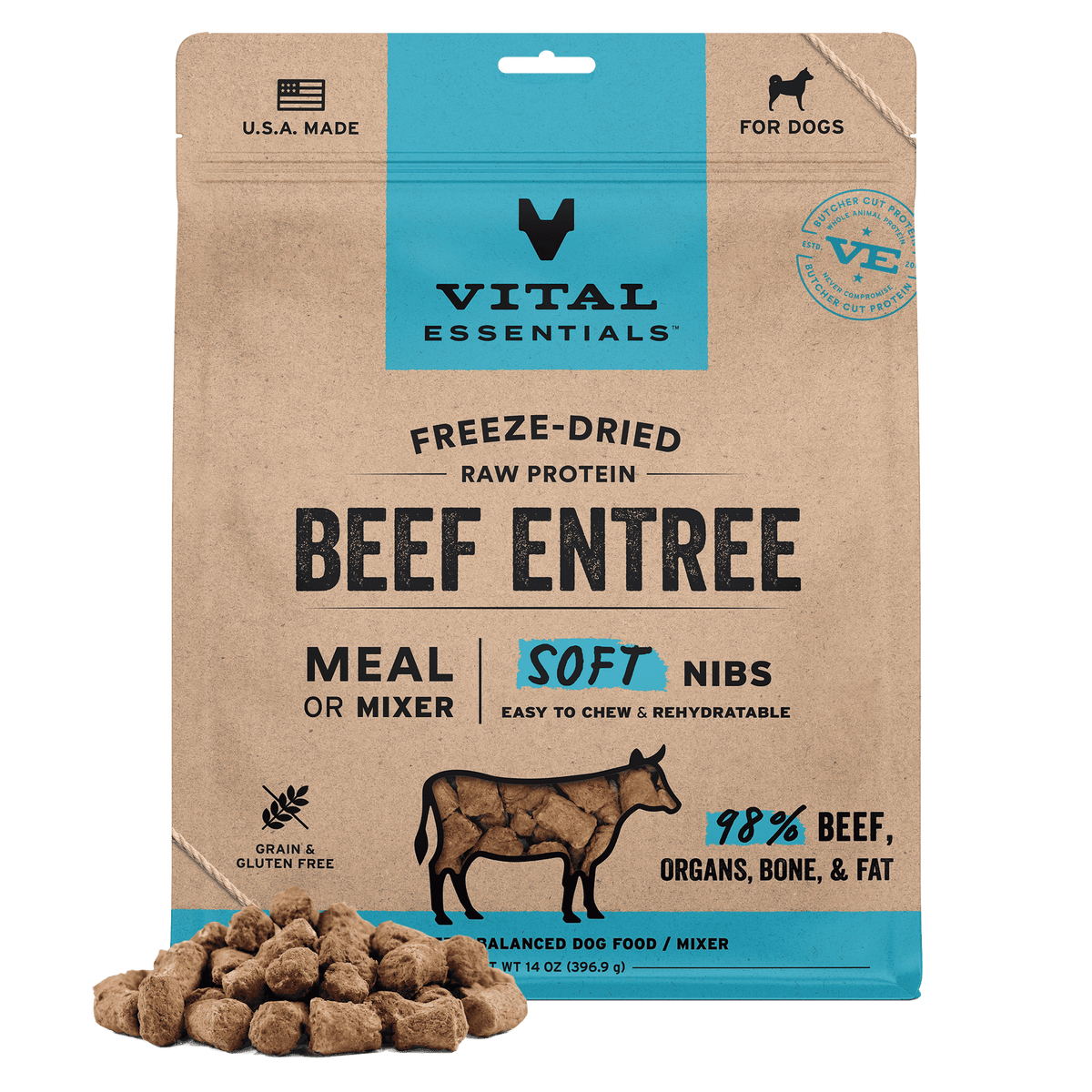 Vital Essentials Beef Entree & Mixer Soft Nibs 14OZ