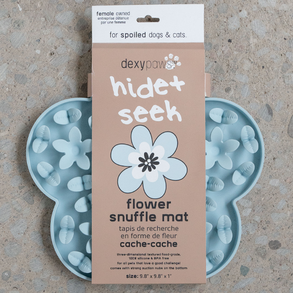 Dexypaws Dog Enrichment Snuffle Mat - Flower - Sky Blue