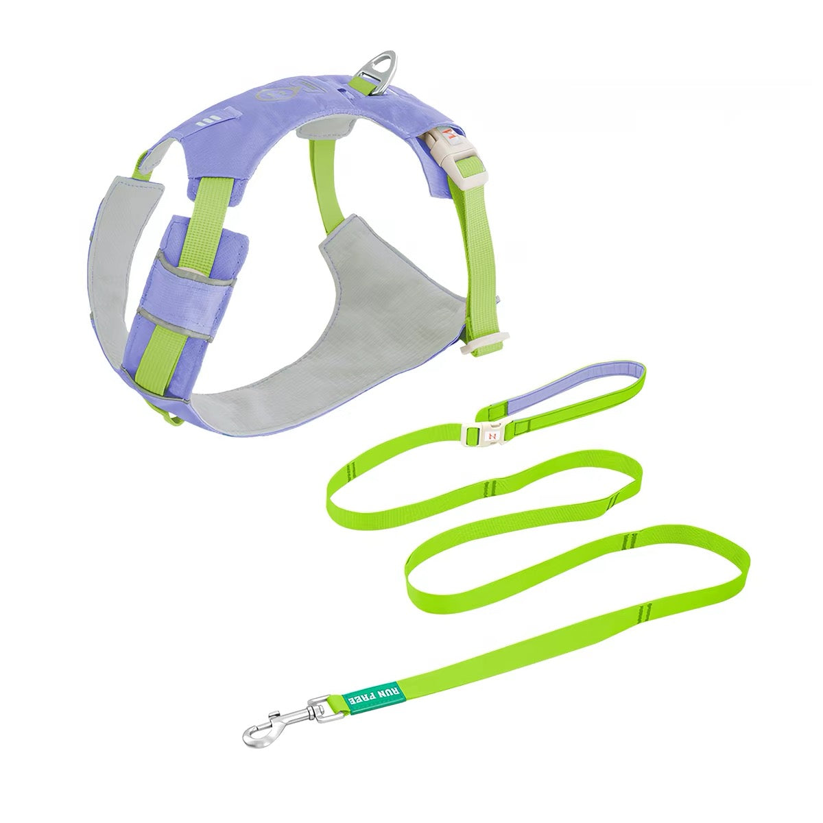 ZOOLAND Dog Harness & Leash Set Lavender & Lime Green
