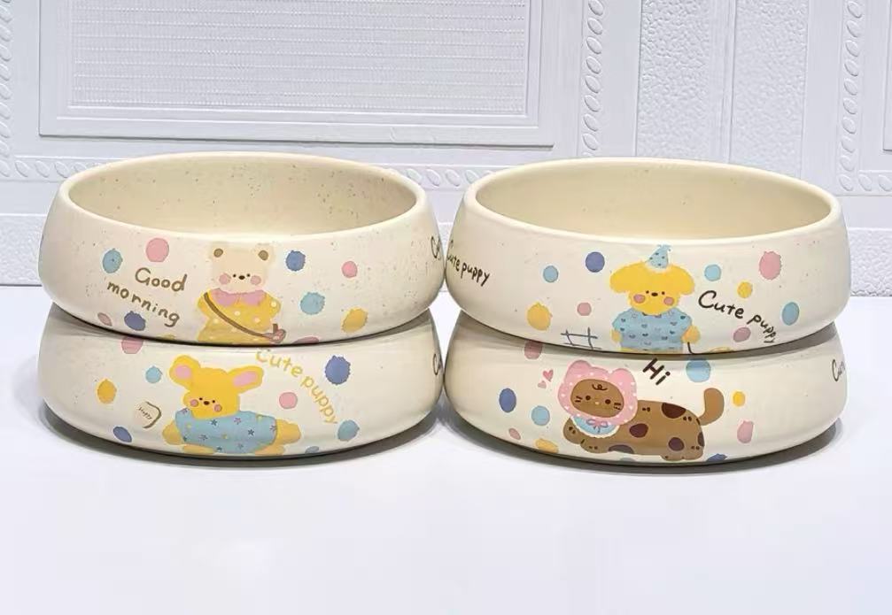 ceramic cat canned bowl