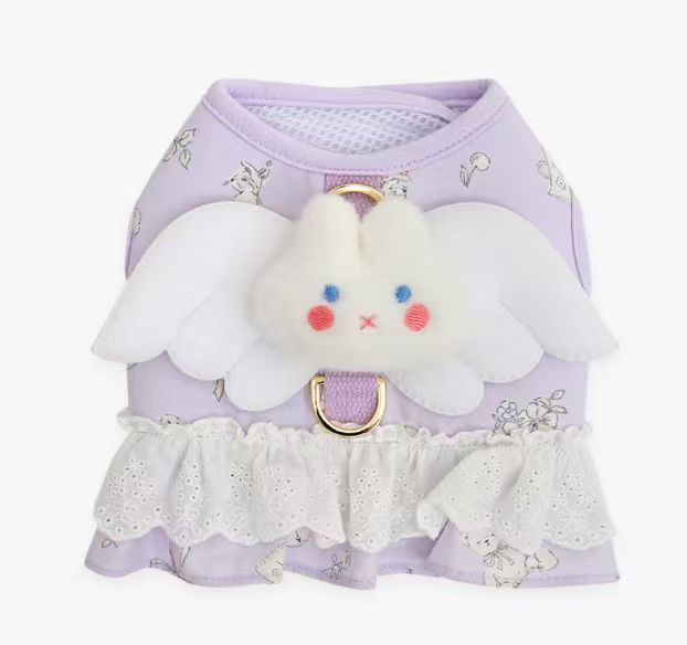 ITS DOG Organic Bunny Angel Harness Dress with leash
