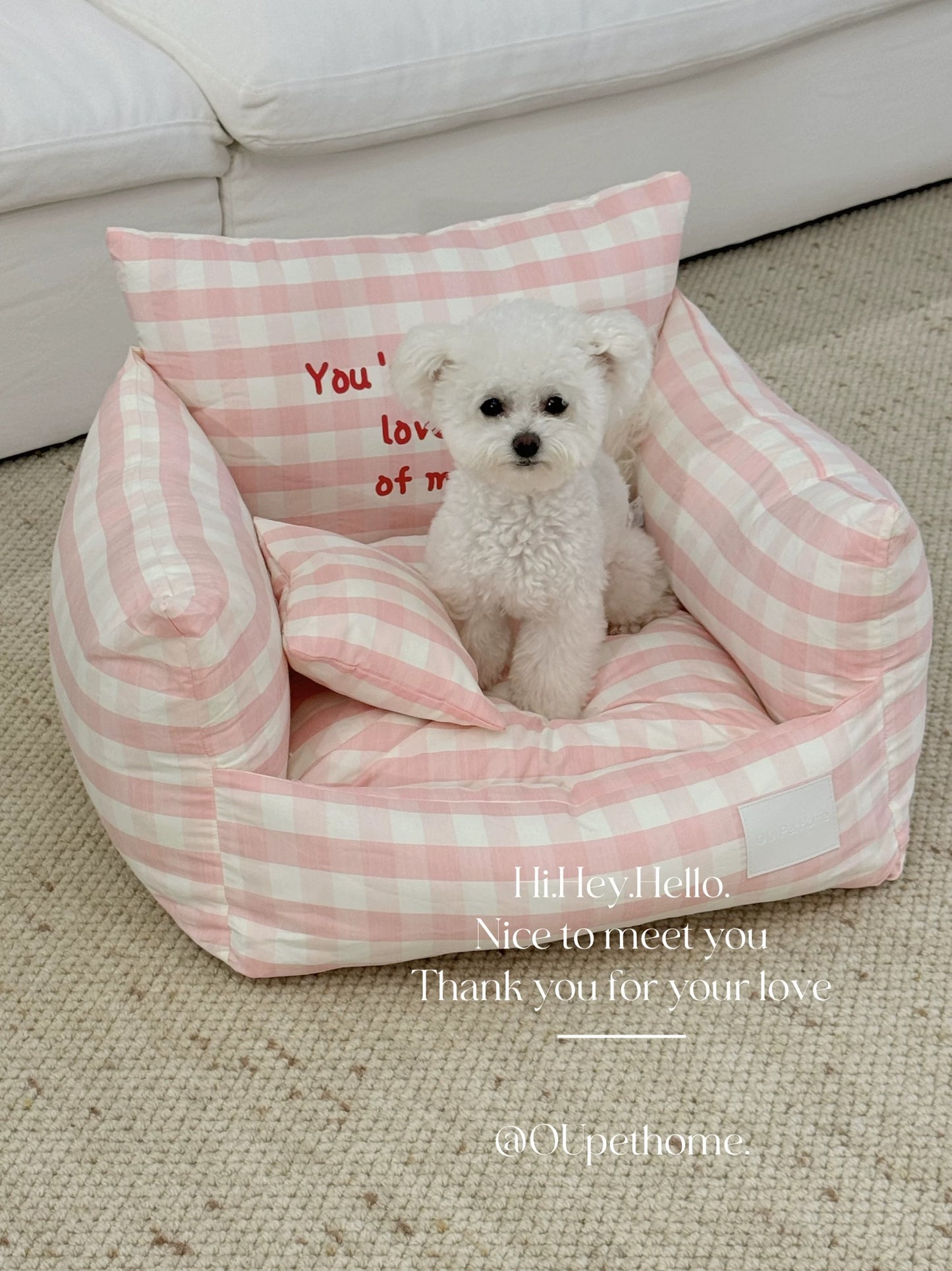 Ou Pet Pink Plaid Pet Sofa