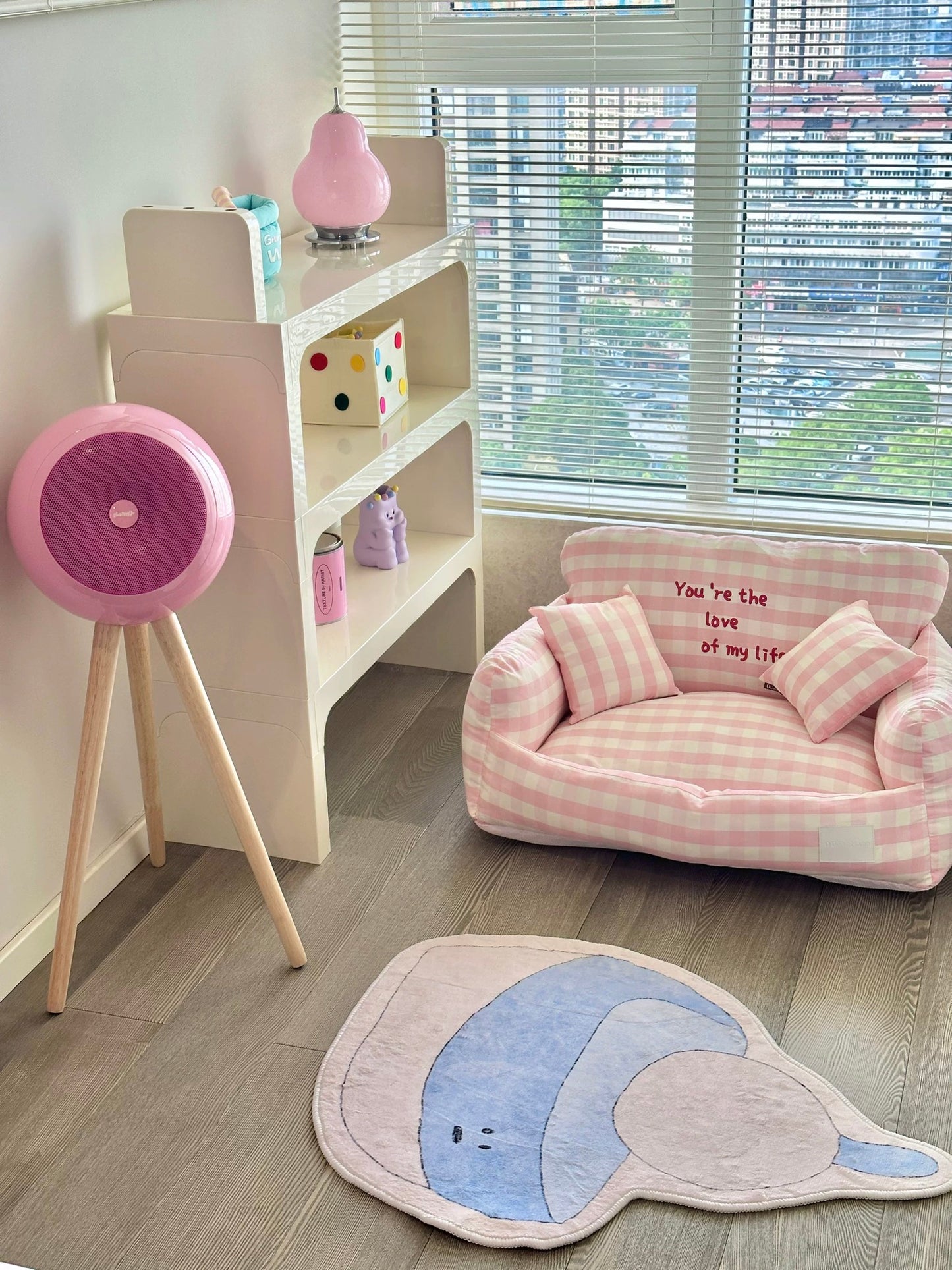 Ou Pet Pink Plaid Pet Sofa