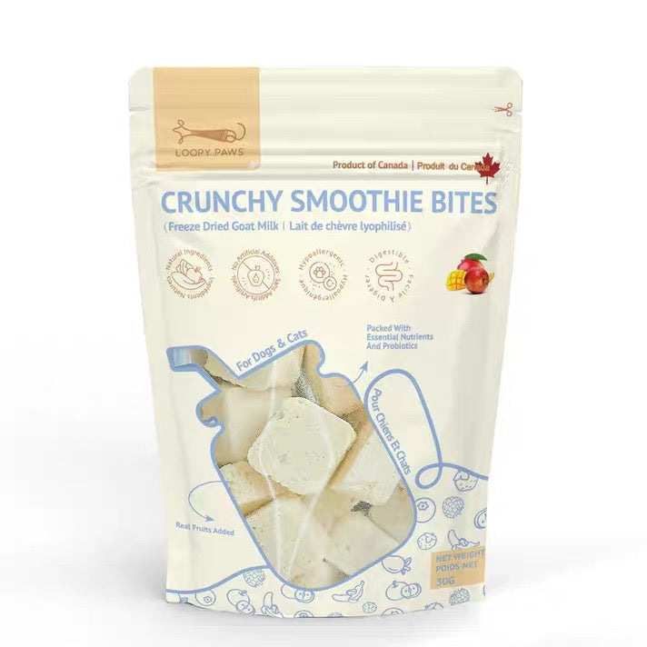 Loopy Paws - Treats - Freeze-Dried - Goat Milk Crunchy Smoothie Bites - Mango & Apples - 30g
