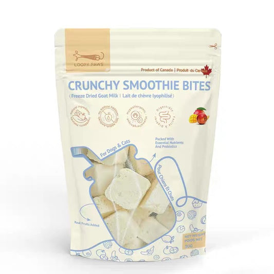 Loopy Paws - Treats - Freeze-Dried - Goat Milk Crunchy Smoothie Bites - Mango & Apples - 30g