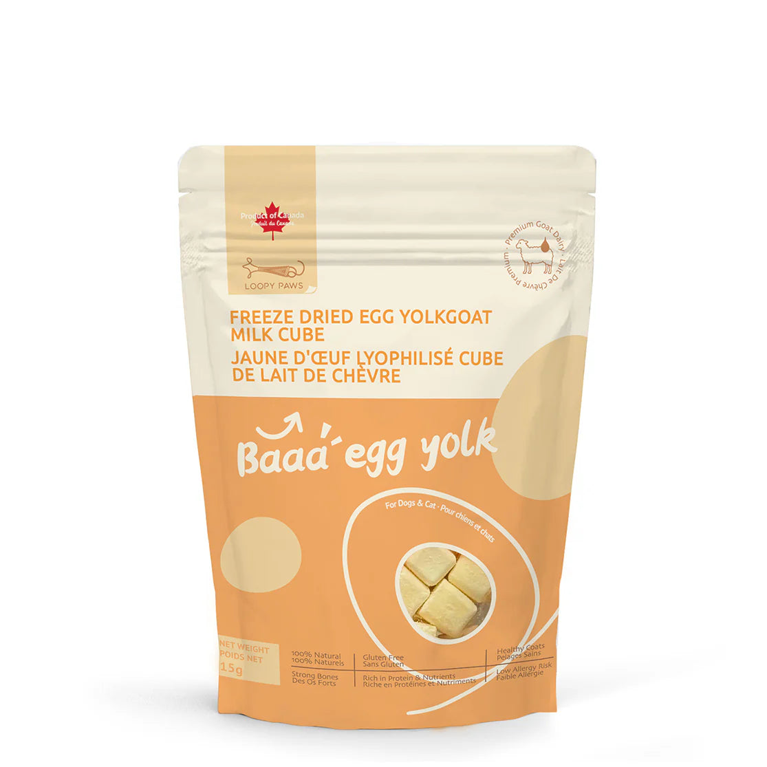 Loopy Paws - Treat - Freeze-Baaa Dried Egg Yolk Goat Milk Cube