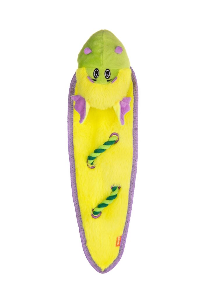 Gecko - Yellow Growl Robusterz Rope & Plush Dog Toy