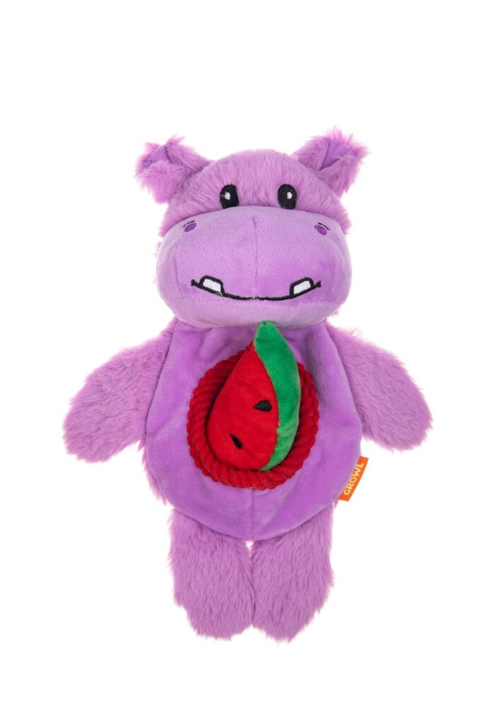 Hippo - Purple Growl Snackerz Burrow Dog Toy