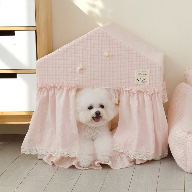 Ritogato Princess Pink Ruffle Pet Tent Bed