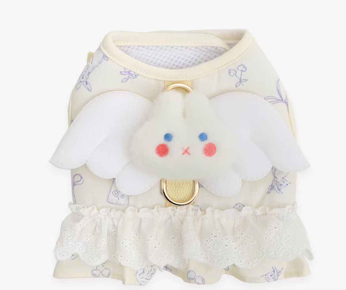 ITS DOG Organic Bunny Angel Harness Dress with leash