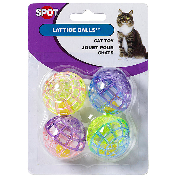 Spot Pet Products Lattice Balls with Bell 4PK