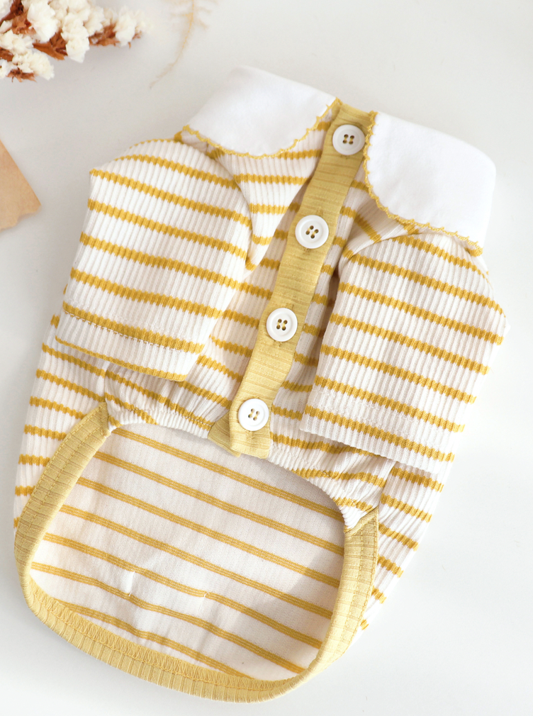 DURANG yellow striped short sleeves