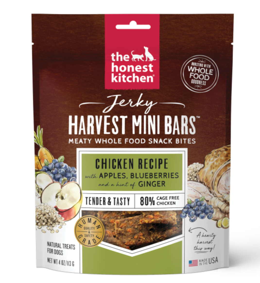 Dog Jerky Harvest Mini Bars Chicken w/ Apple&Blubrry 4 oz