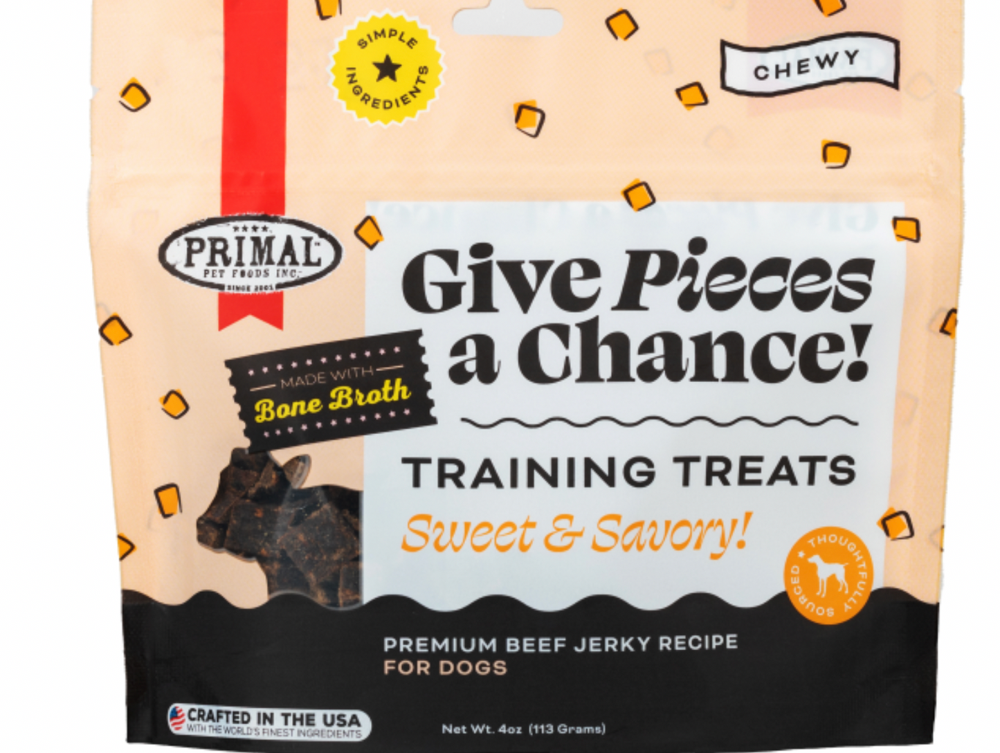 primal Treats Give Pieces a Chance Beef w/Broth 4oz