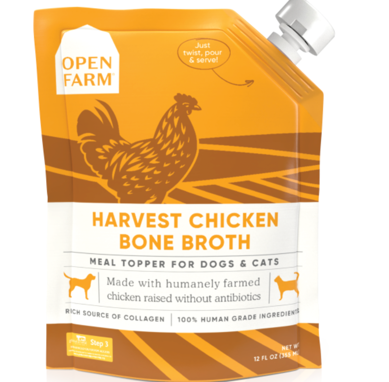 Open Farm Dog/Cat Bone Broth Topper Hrvst Chicken