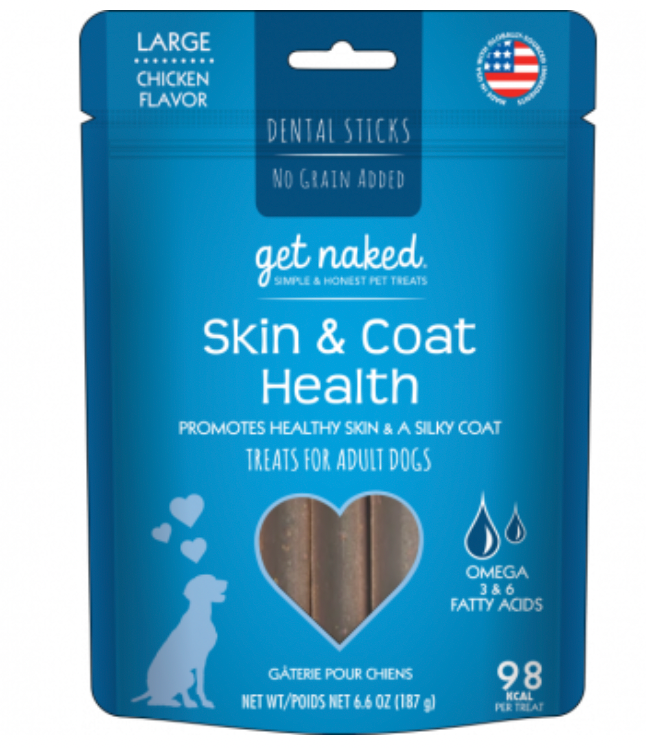 GET NAKED GF SKIN+COAT DENTAL STICKS LRG - 187G