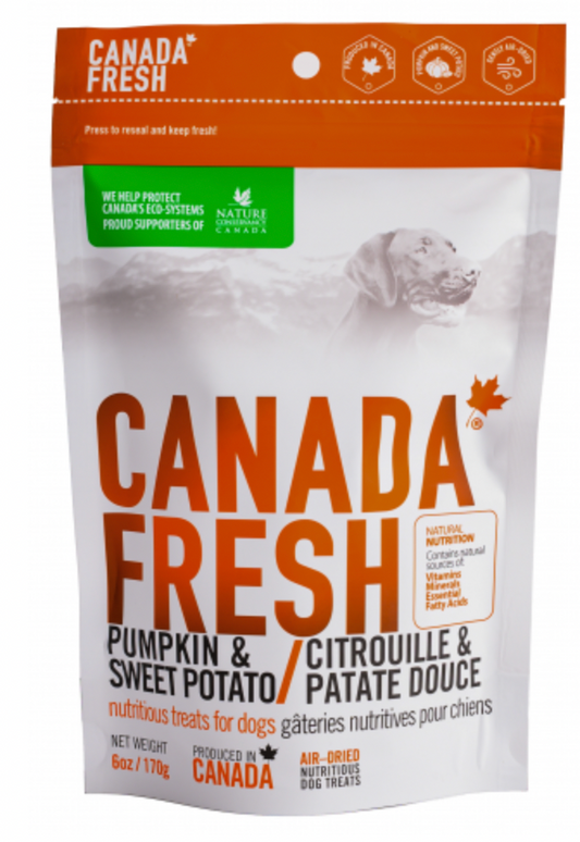 CANADA FRESH DOG TREAT PUMPKIN AND SWEET POTATO 6OZ/170G